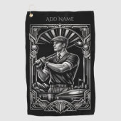 Personalisiertes Art Deco Golfhandtuch (Vorderseite)