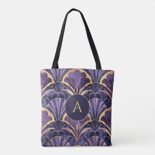 Personalisiertes Art Deco-Monogramm Elegantes Lila Tasche