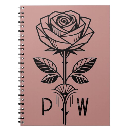 Personalisiertes Art Deco Rose Notizbuch Notizblock (Vorderseite)