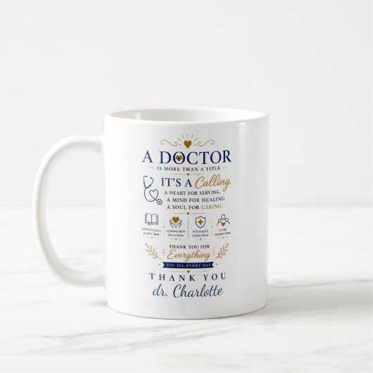 Personalisiertes Arzt-Geschenk | Danke Kaffeetasse (Links)