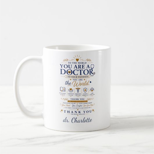 Personalisiertes Arzt-Geschenk mit Herz | Danke Kaffeetasse (Links)