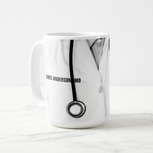 Personalisiertes Arztgeschenk Kaffeetasse (Vorderseite Links)