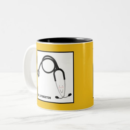 Personalisiertes Arztgeschenk Zweifarbige Tasse (Vorderseite Links)