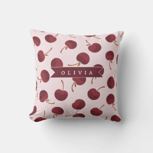 Personalisiertes Ästhetisches Kirschmuster Namensg Kissen