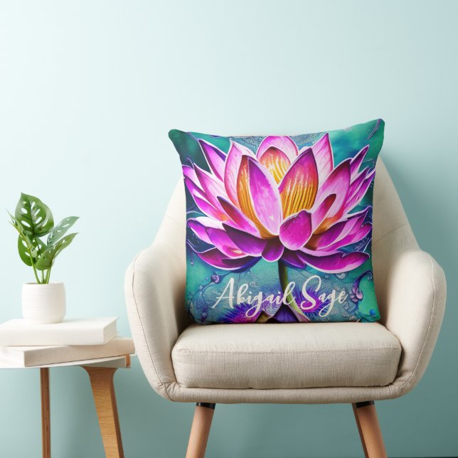 Personalisiertes Atemberaubendes Rosa Lotus Blume  Kissen (Stuhl )