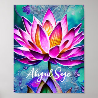 Personalisiertes Atemberaubendes Rosa Lotus Blume Poster
