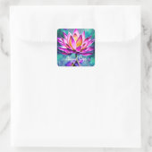 Personalisiertes Atemberaubendes Rosa Lotus Blume Quadratischer Aufkleber (Tasche)
