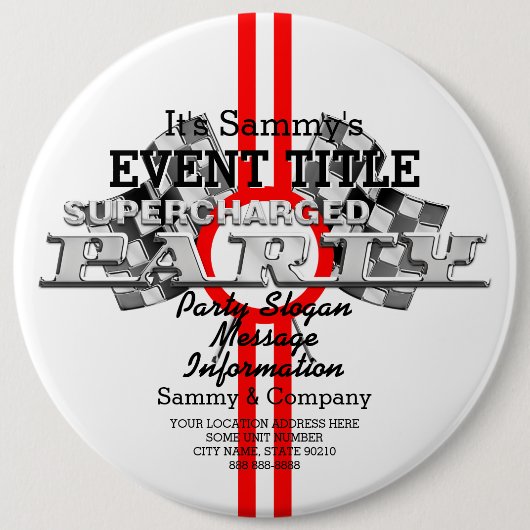 Personalisiertes aufgeladenes Party Button (Vorderseite)