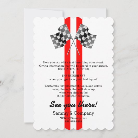 Personalisiertes aufgeladenes Performance-Party Einladung (Rückseite)