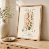 Personalisiertes August Gladiolus Geburtstagsblume Poster