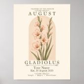 Personalisiertes August Gladiolus Geburtstagsblume Poster (Vorne)