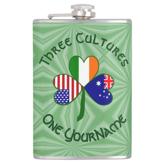 Personalisiertes Australien Irland USA Shamrock gr Flachmann (Vorderseite)