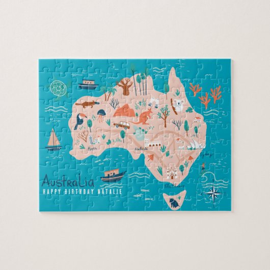 Personalisiertes Australien Karte Jigsaw Puzzle fü (Horizontal)