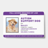 Personalisiertes Autismus Support-Service Dog-ID-F Ausweis (Vorderseite)