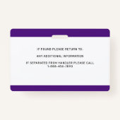 Personalisiertes Autismus Support-Service Dog-ID-F Ausweis (Rückseite)