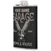 Personalisiertes Auto Mechanische Garage Retro Spa Flachmann (Links)