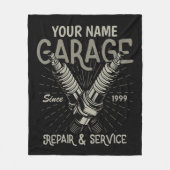 Personalisiertes Auto Mechanische Garage Retro Spa Fleecedecke (Vorderseite)