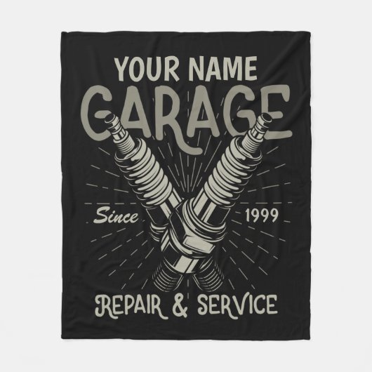 Personalisiertes Auto Mechanische Garage Retro Spa Fleecedecke (Vorderseite)