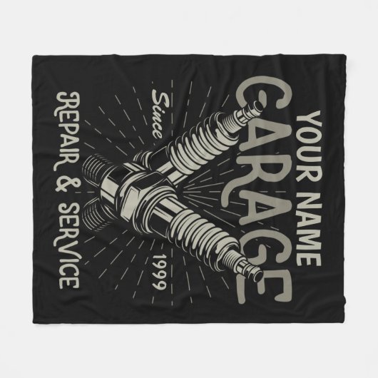 Personalisiertes Auto Mechanische Garage Retro Spa Fleecedecke (Vorderseite (Horizontal))