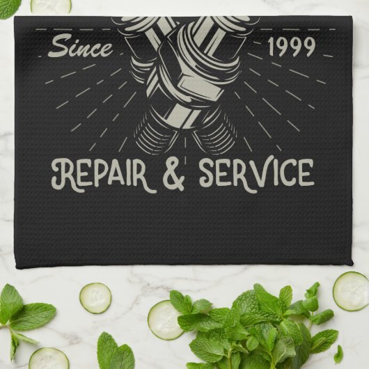 Personalisiertes Auto Mechanische Garage Retro Spa Geschirrtuch (Gefaltet)