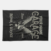 Personalisiertes Auto Mechanische Garage Retro Spa Geschirrtuch (Horizontal)