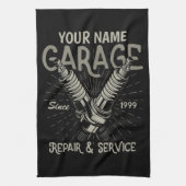 Personalisiertes Auto Mechanische Garage Retro Spa Geschirrtuch (Vertikal)