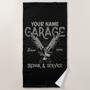 Personalisiertes Auto Mechanische Garage Retro Spa Strandtuch