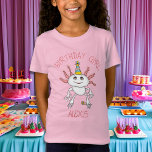 Personalisiertes Axolotl Themed Birthday Girl T-Shirt<br><div class="desc">Niedliches axolotl Thema personalisiert Geburtstagskind Shirt. Rosa,  gelbe und blaue axolotl mit einem Geburtstag eines Mädchens,  das Shirt des Geburtstags des Mädchens.</div>