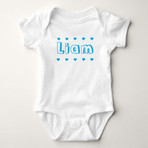 Personalisiertes Azureblaues Herz Jungen Name Baby Strampler