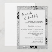 Personalisiertes B & W Florals Brunch & Bubbly Einladung (Vorne/Hinten)