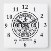 Personalisiertes B&W Hexenbrauen Quadratische Wanduhr (Vorderseite)