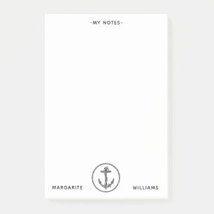 Personalisiertes B&W Marine Anchor Design Post-it Klebezettel