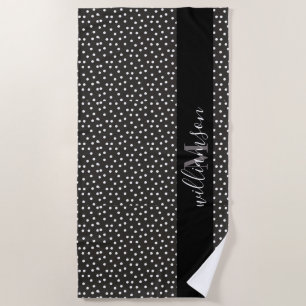 Personalisiertes B&W Polka Dot Beach Handtuch