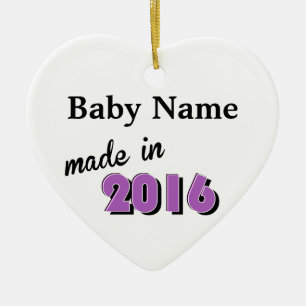 Personalisiertes Baby aus dem Jahr 2016 Lila Keramik Ornament