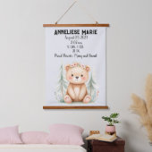 Personalisiertes Baby Bear Birth Stats Girls' Kind Wandteppich Mit Holzrahmen (Schlafzimmer)