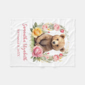 Personalisiertes Baby Bear Pink Yellow Roses Baby Fleecedecke (Vorderseite (Horizontal))