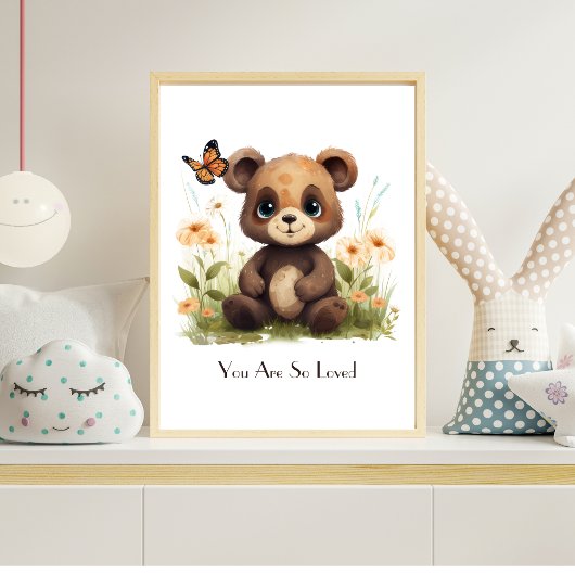 Personalisiertes Baby Bear Watercolor Kinderzimmer Poster