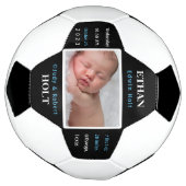 Personalisiertes Baby Birth Stats Ankündigung Foto Fußball (Gedreht)