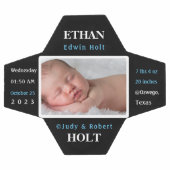 Personalisiertes Baby Birth Stats Ankündigung Foto Fußball (Flach)