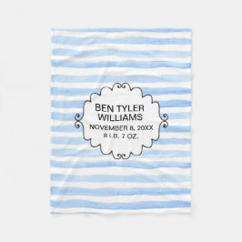 Personalisiertes Baby blau und weiß gestreift Fleecedecke