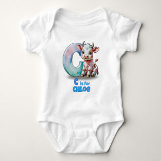 Personalisiertes Baby-Body – C steht für Kuh Baby Strampler
