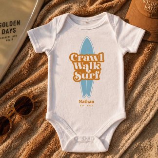 Personalisiertes Baby-Body, Krabbeln Laufen Surfen Baby Strampler