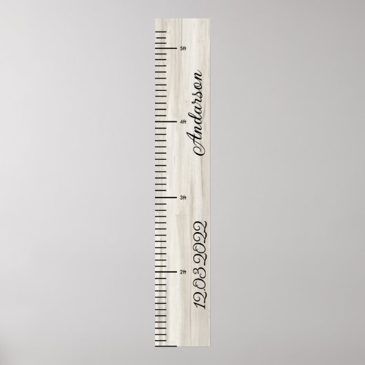 Personalisiertes Baby Boy Growth Chart aus Holz Poster (Vorne)