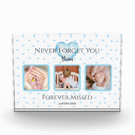 Personalisiertes Baby-Boy-Memorial-Foto Fotoblock (Vorderseite)