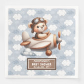 Personalisiertes Baby Boy Teddy Bear Pilot Party Serviette (Vorderseite)