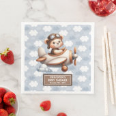 Personalisiertes Baby Boy Teddy Bear Pilot Party Serviette (Beispiel)