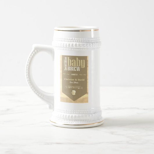 Personalisiertes Baby Brew Beer Label Sonnendusche Bierglas (Links)