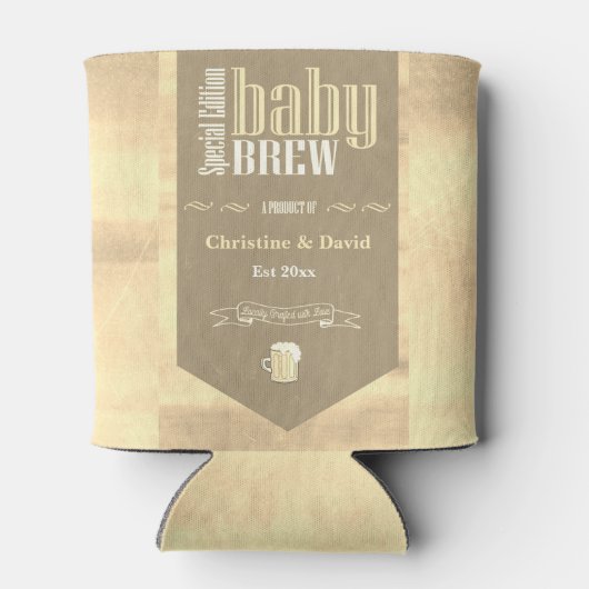 Personalisiertes Baby Brew Beer Label Sonnendusche Dosenkühler (Rückseite)