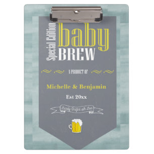 Personalisiertes Baby Brew Beer Label Sonnendusche Klemmbrett