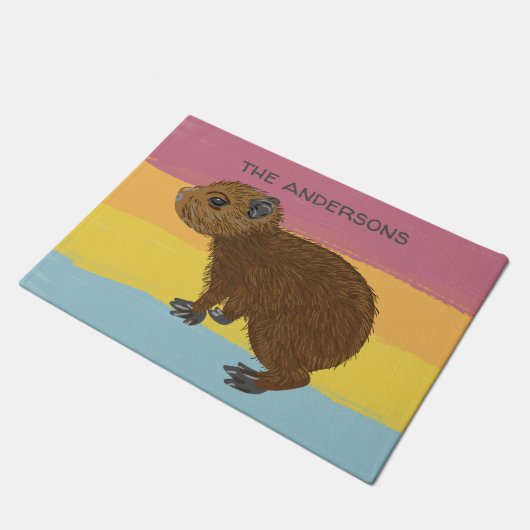 Personalisiertes Baby Capybara Fußmatte (Schrägansicht)